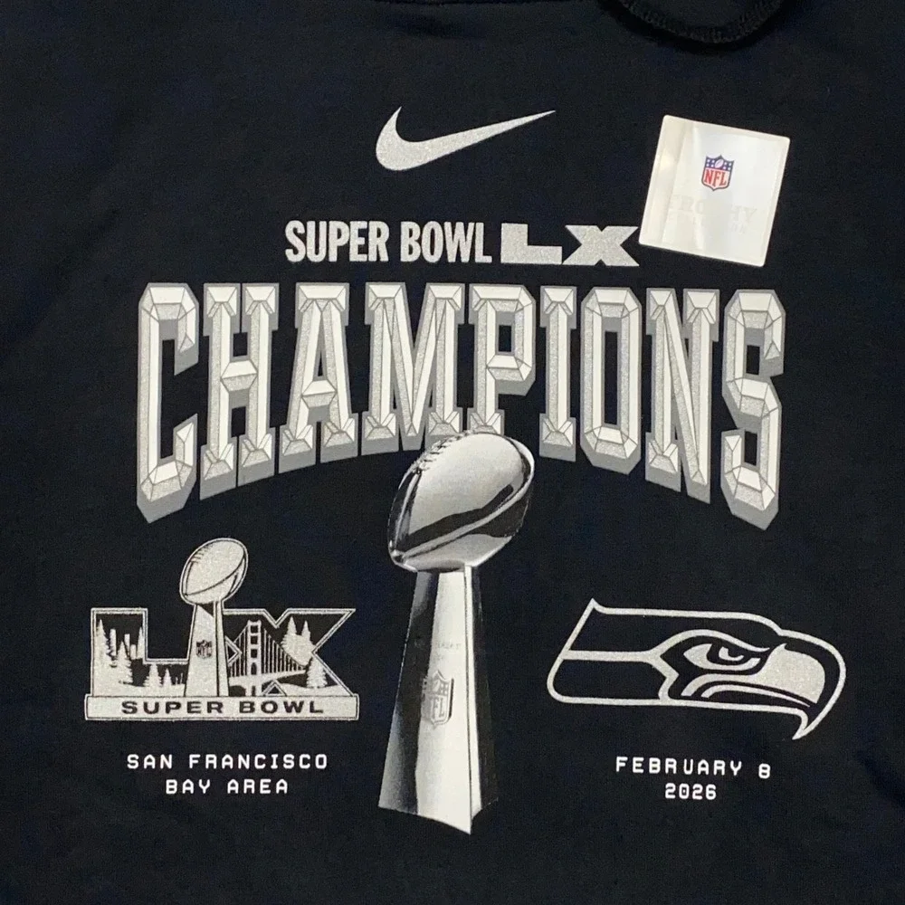 Nike Seattle Seahawks Super Bowl LX Champions Locker Room Men's 2XL Black Hoodie
